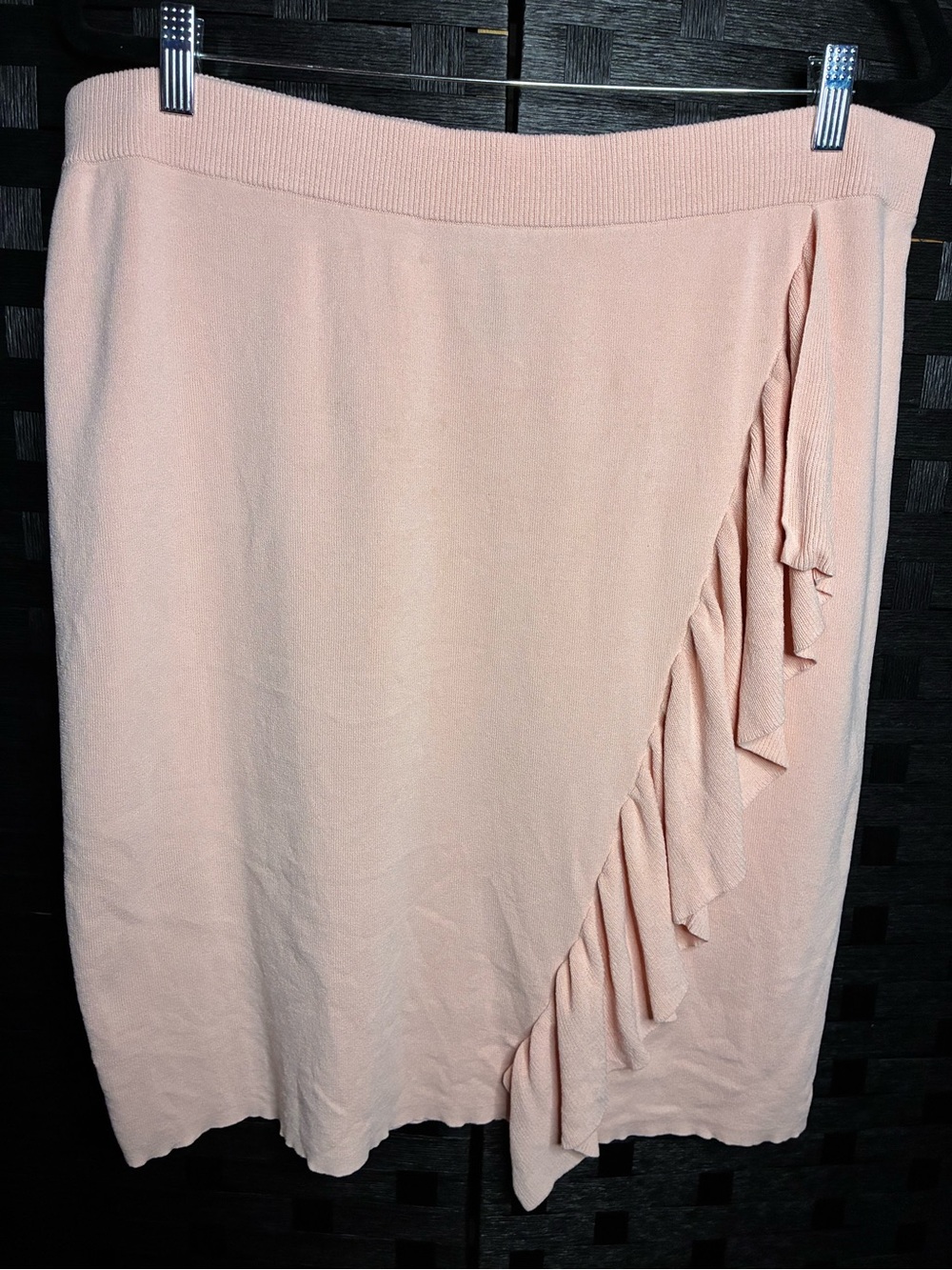 Midnight Velvet Blush Pink Ruffle Midi Skirt